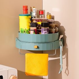 1pc; Kitchen Rotary Shelf; Multifunctional Storage Tray Wall Mount; Spice Storage Holder Dispenser; Punch Free Kitchen Caddy Organizer With Adhesive -