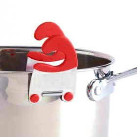 1pc Bowl Clip Stainless Steel Pot Side Clips Anti-scalding Spoon Holder Kitchen Bowl Clip Black Red - Red