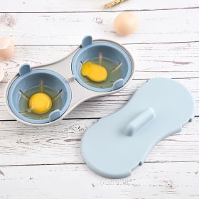 1pc Microwave Egg Poacher; Silicone Double Egg Poaching Cups; Egg Maker Poached; Egg Steamer; Kitchen Gadget - Nordic Blue