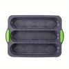 1pc; Silicone Baguette Pan; French Bread Baking Pan; Perforated 3 Loaves Baguettes Bakery Tray; Baking Tools; Kitchen Gadgets; Home Kitchen Items - Gr