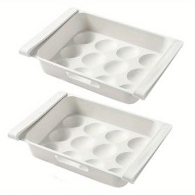 2pcs Kitchen Refrigerator Freshness Storage Boxes; 12 Grids Egg Storage Boxes; Multifunctional Drawer Type Food Divided Storage Boxes - 2pcs