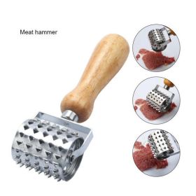 Rolling Meat Tenderizer Stainless Steel Handheld Meat Rolling Hammer for Tendering Steak Beef Pork Chicken Kitchen Gadget Tool - wood