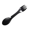 5 in1 Portable Fork Spoon Multi-Function Camping Tool Stainless Steel Titanium Spork Outdoor - black