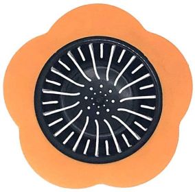 Flower Shaped Kitchen Sink Strainer Floor Drainer Bathtub Cover Drain Tub Stopper Strainers for Floor Laundry Bathroom 4.5inch Diameter - orange