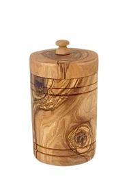 Olive Wood Spice Jar Salt Keeper w/Lid - As shown