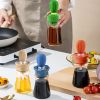 BBQ Tool Oil Bottle With Silicone Brush Oil Spray Baking Barbecue Grill Oil Dispenser Cookware Baking Kitchen Accessories - style b blue