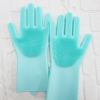 1 Pair Dishwashing Cleaning Gloves Magic Silicone Rubber Dish Washing Glove For Household Scrubber Kitchen Clean Tool Scrub - Blue - 1 Pair