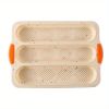 1pc; Silicone Baguette Pan; French Bread Baking Pan; Perforated 3 Loaves Baguettes Bakery Tray; Baking Tools; Kitchen Gadgets; Home Kitchen Items - Gr