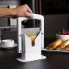 1pc Stainless Steel Bagel Guillotine Slicer With Safety Handle - Knife And Holder Guide For Easy And Fast Bagel And Hamburger Bun Cutter (White) - Whi