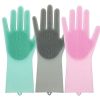 1 Pair Dishwashing Cleaning Gloves Magic Silicone Rubber Dish Washing Glove For Household Scrubber Kitchen Clean Tool Scrub - Pink - 1 Pair