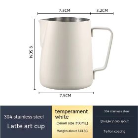 Stainless Steel Pitcher Pointed Thickened Frothing Pitcher Household Milk Cylinder (Option: 350ML white1)