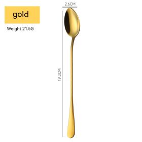 Stainless Steel Long Spoon Stirring Spoon (Option: Golden Tip Spoon)