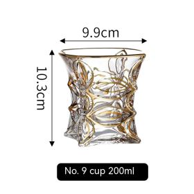 Golden Trim Gold Line Wine Glass Whiskey Decoration Cup (Option: Gold Painting No 9 Cup 200ml)