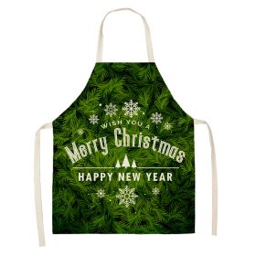 Household Green Series Christmas Dog Linen Apron Used In Kitchen (Option: Style 1-65x53cm)